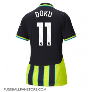 Manchester City Jeremy Doku #11 Replik Auswärtstrikot Damen 2024-25 Kurzarm